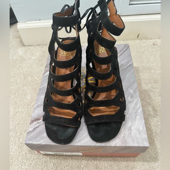 NWT Franco Sarto, Connie black gladiator block sandals, size 7M - Picture 1 of 7